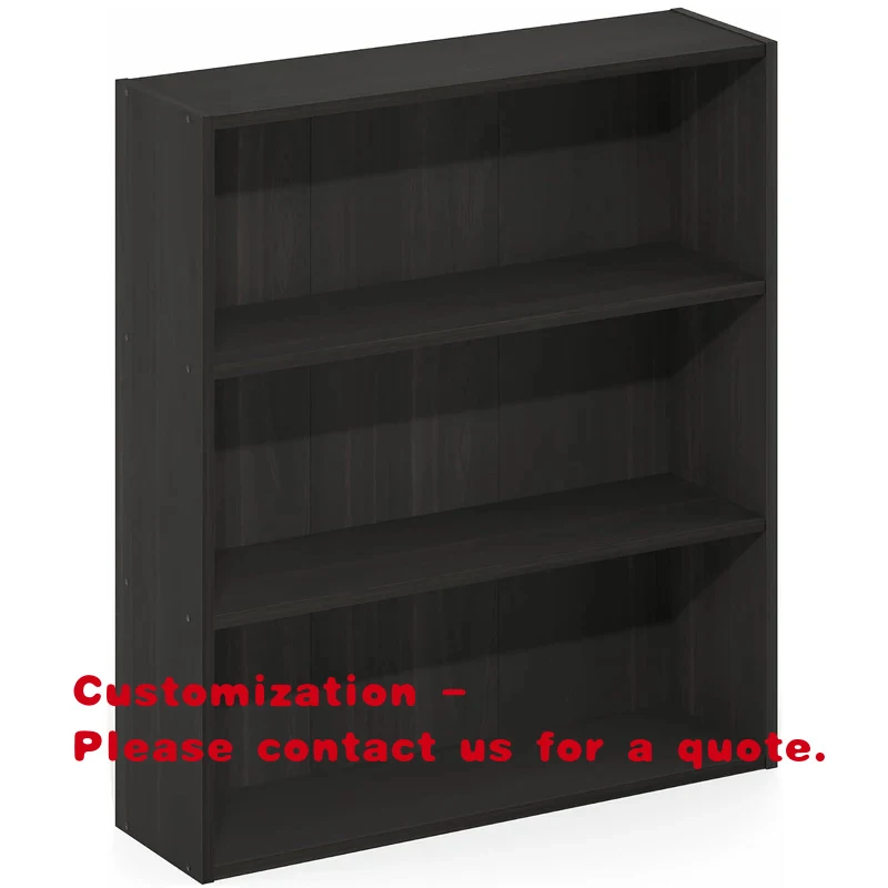 custom.3-Tier Dark Wood Open Bookcase, Freestanding Modern Shelf Unit, Sturdy Storage Organizer Books, Media & Decor in Livi