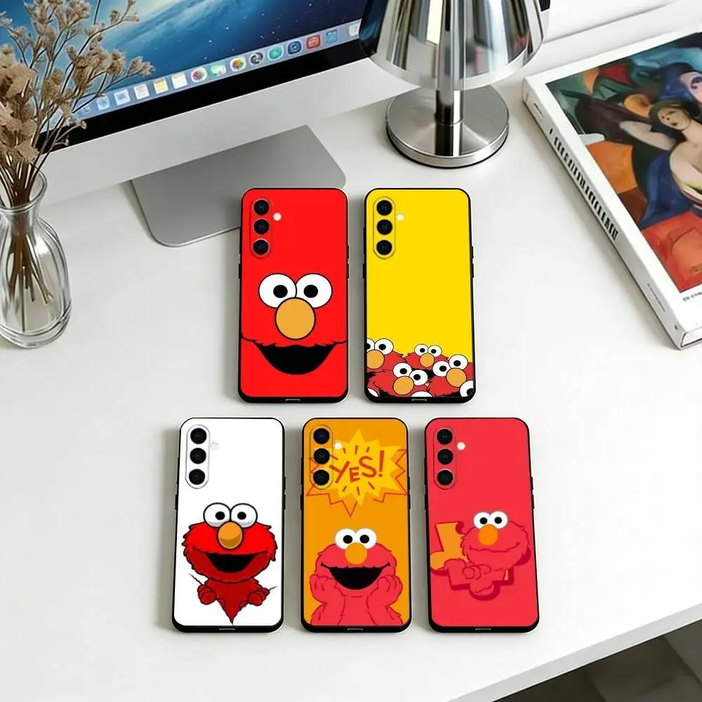 Cut Cartoon E-Elmo Phone Case For Samsung Galaxy A73,A72,A71,A70,A53,A52,A51,Soft Black Cover
