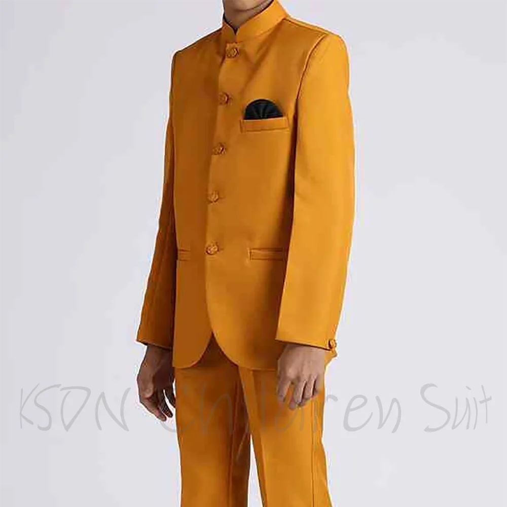 Fashion Kid Clothes Boys Suit 2 Piece Classic Single Breasted Stand Lapel New Year Costume for Boy Child Set Wedding Performance