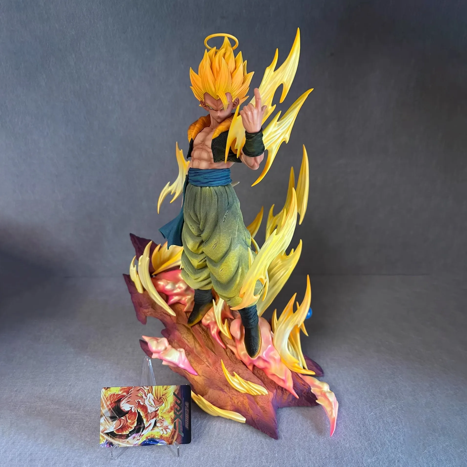 1/6 Dragon Ball Vegetto Gogeta Anime Figure Can Emit Light Peripheral Resin Statue Desktop Decorate Ornaments Birthday Gift Toys