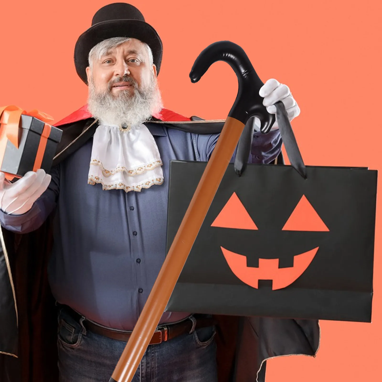 

Inflatable Walking Cane Old Grandpa Costume Prop Retro Style Blow Up Cane Halloween School Costume Accessories