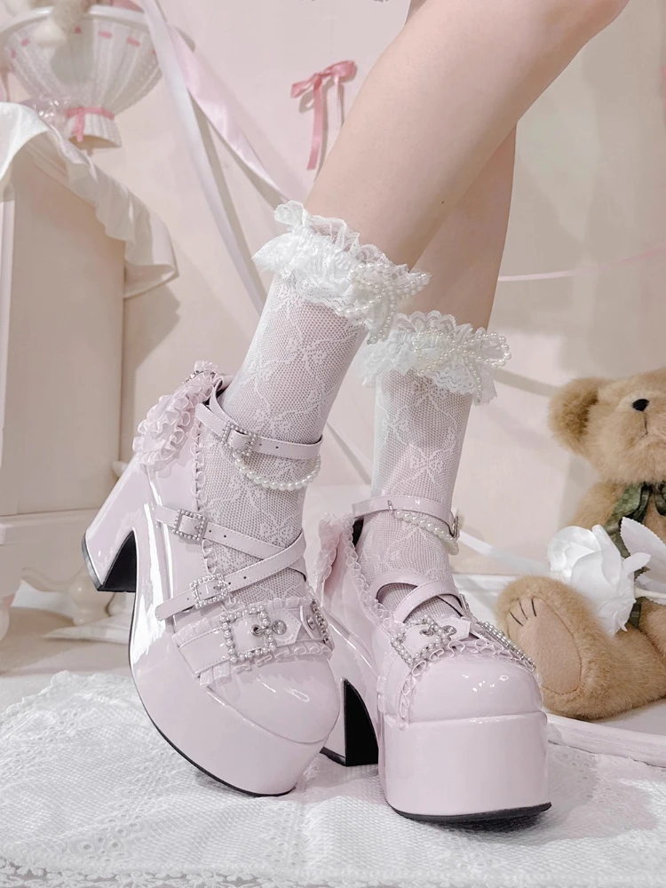 الأصلي اليابانية الألغام لوليتا أحذية منصة الربيع والخريف الفتيات الجديدة الحلو أنيقة الوردي عالية الكعب الأميرة حفلة كوس مضخات #2