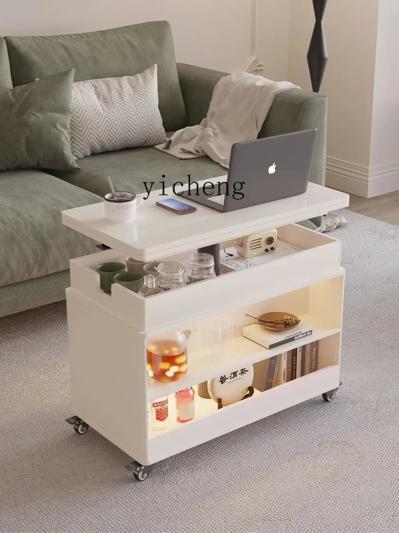 D20 Small Apartment Living Room Sofa Side Cabinet Movable Trolley Side Several Functions