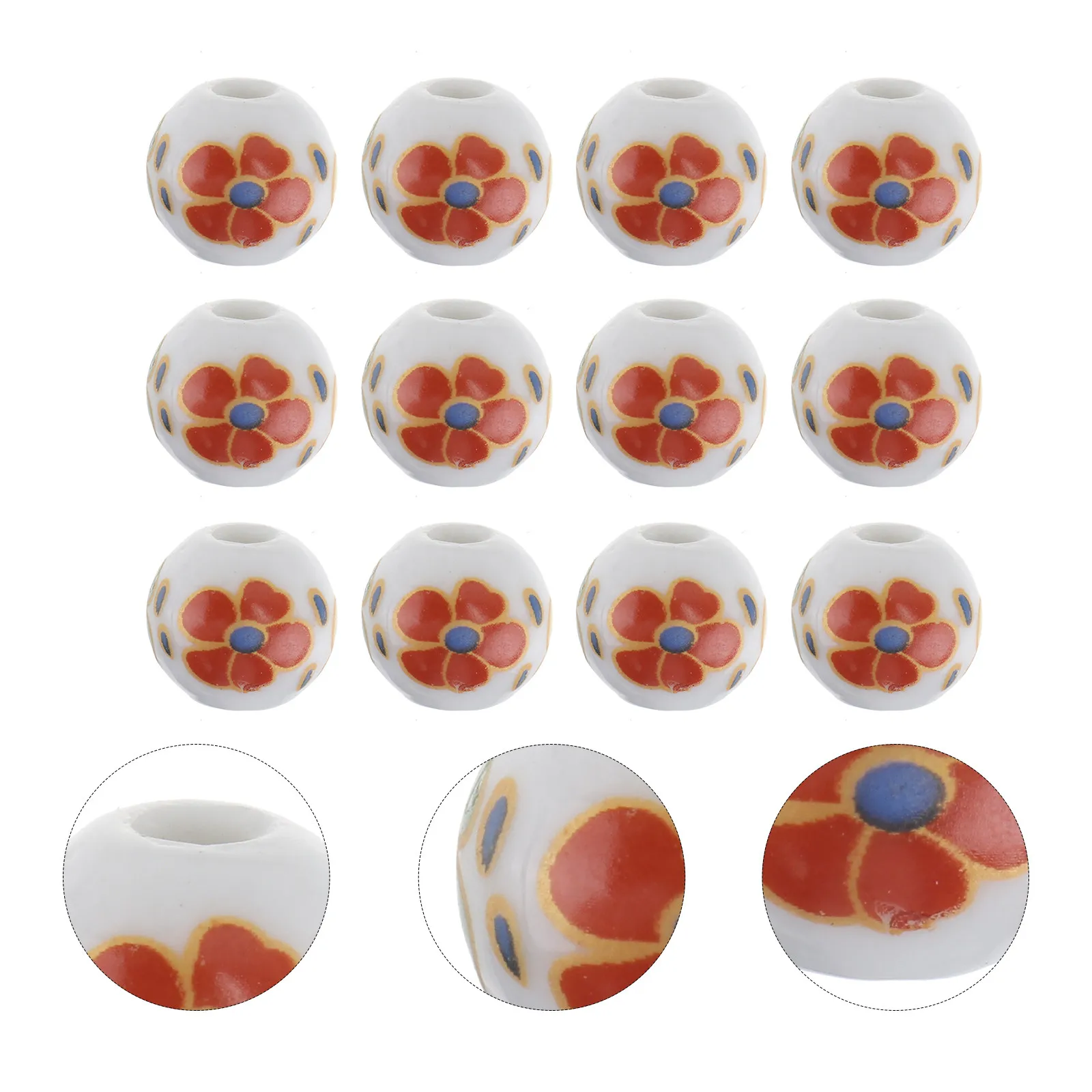 50pcs Ceramic Floral Beads for DIY Jewelry Making – Bright Color, Lightweight, Permeable, Long-Lasting Craft Supplies
