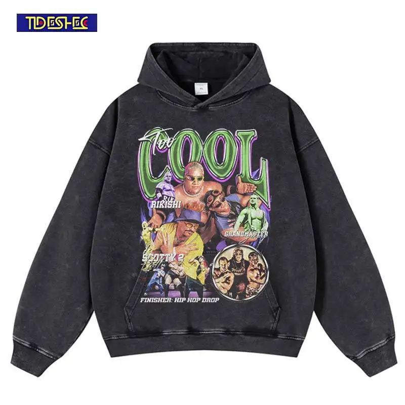 

Уличная одежда в стиле хип-хоп, трендовый теплый винтажный пуловер в стиле Харадзюку, толстовка с капюшоном и принтом большого размера, свободная эластичная толстовка с капюшоном