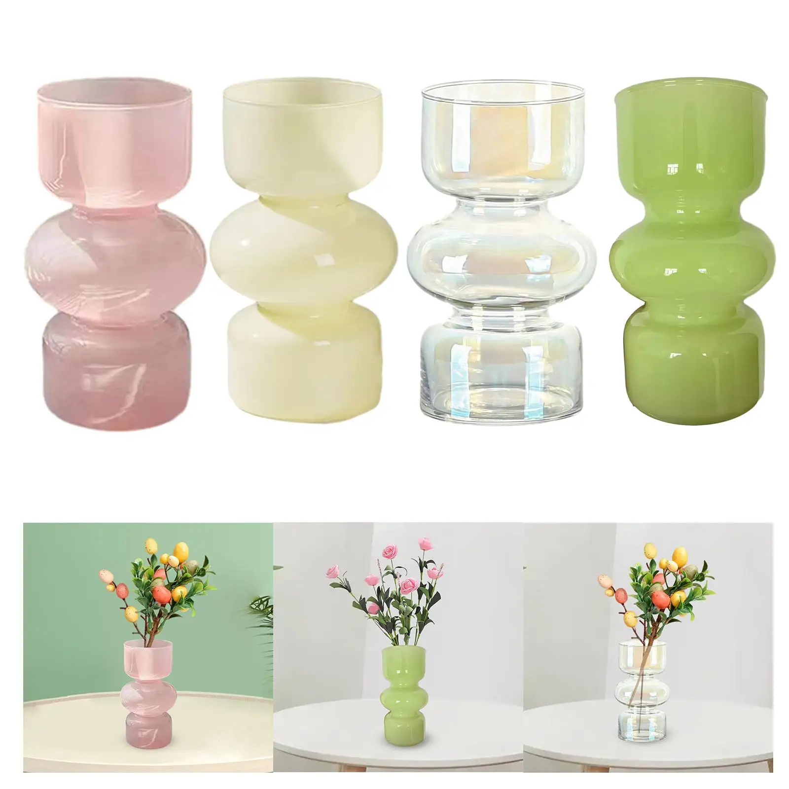 Clear Glass Vase Hydroponic Vase Ornament Tabletop Vase Flower Container