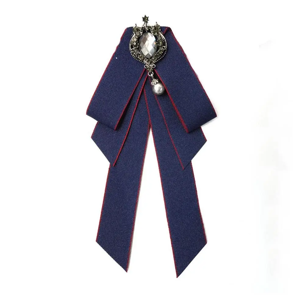 高級リボンリボンボウタイクリスタル手作りリボン弓ブローチ生地布アートラインストーン蝶ネクタイビジネスフォーマルドレスシャツ