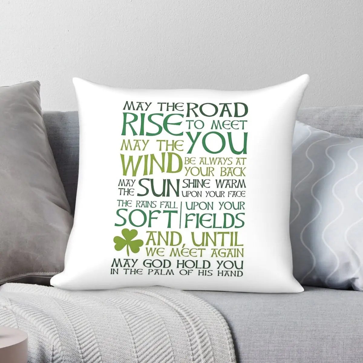May The Road Rise To Meet You Irish Square Pillowcase Polyester Linen Velvet Creative Zip Decor Throw Pillow Home Cushion Case