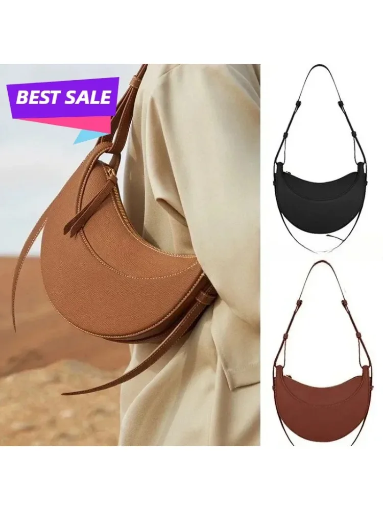 Franse Niche Design Schoudertas met enkel schouderband Halvemaanvormige tas Y2k Dames Echt Lederen Halvemaanvormige tas - afbeelding 2