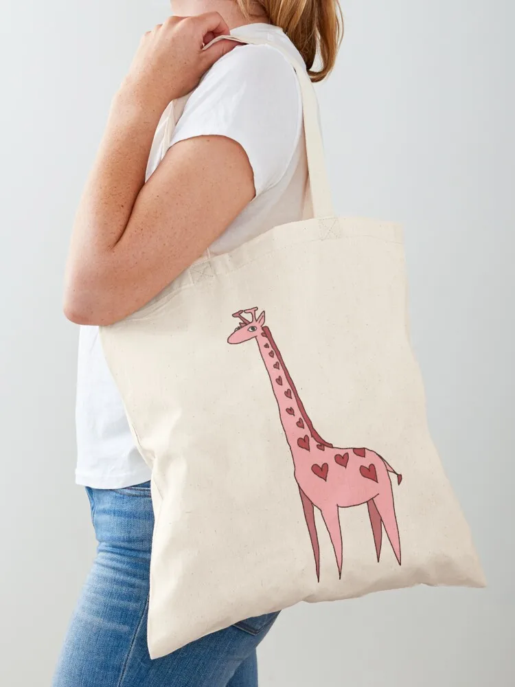 Love Giraffe Tote Bag bag luxury women Shopper bag Women's shopping eco folding Canvas Tote