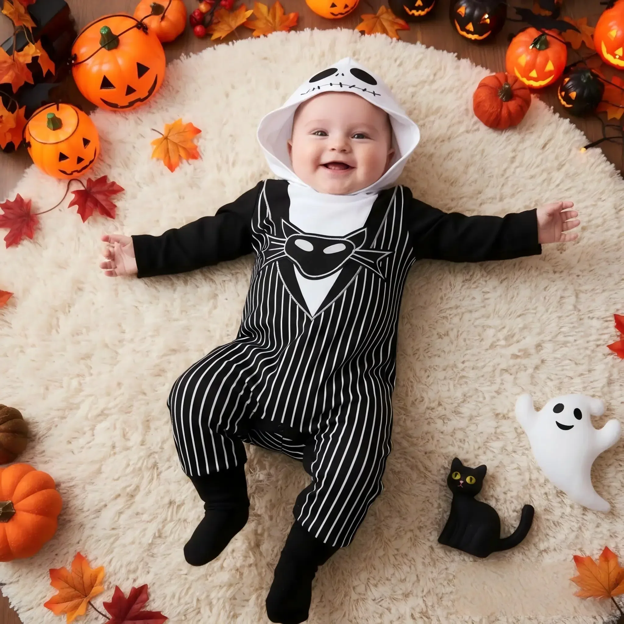 Kinderkostüm für Halloween-Rollenspiele Höhlenmensch-Steinzeit-Kostüm Totenkopf-Overall Knochen-Accessoires für Party-Aufführungen – Detail 4