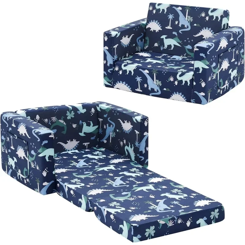 

Hot sell.Kids Sofa Chair for Reading, 2-in-1 Sofa Toddler Fold Out Couch, Convertible Sofa to Sleeper Couch (Navy Dinosaur)