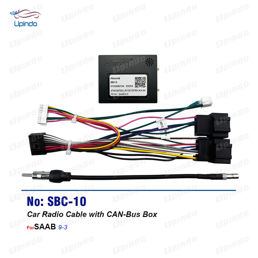 

Car Android Radio Cable CANBus Accessories 16-Pin Power Wiring Harness Socket Adapter with CAN Bus Decoder for SAAB 9-3