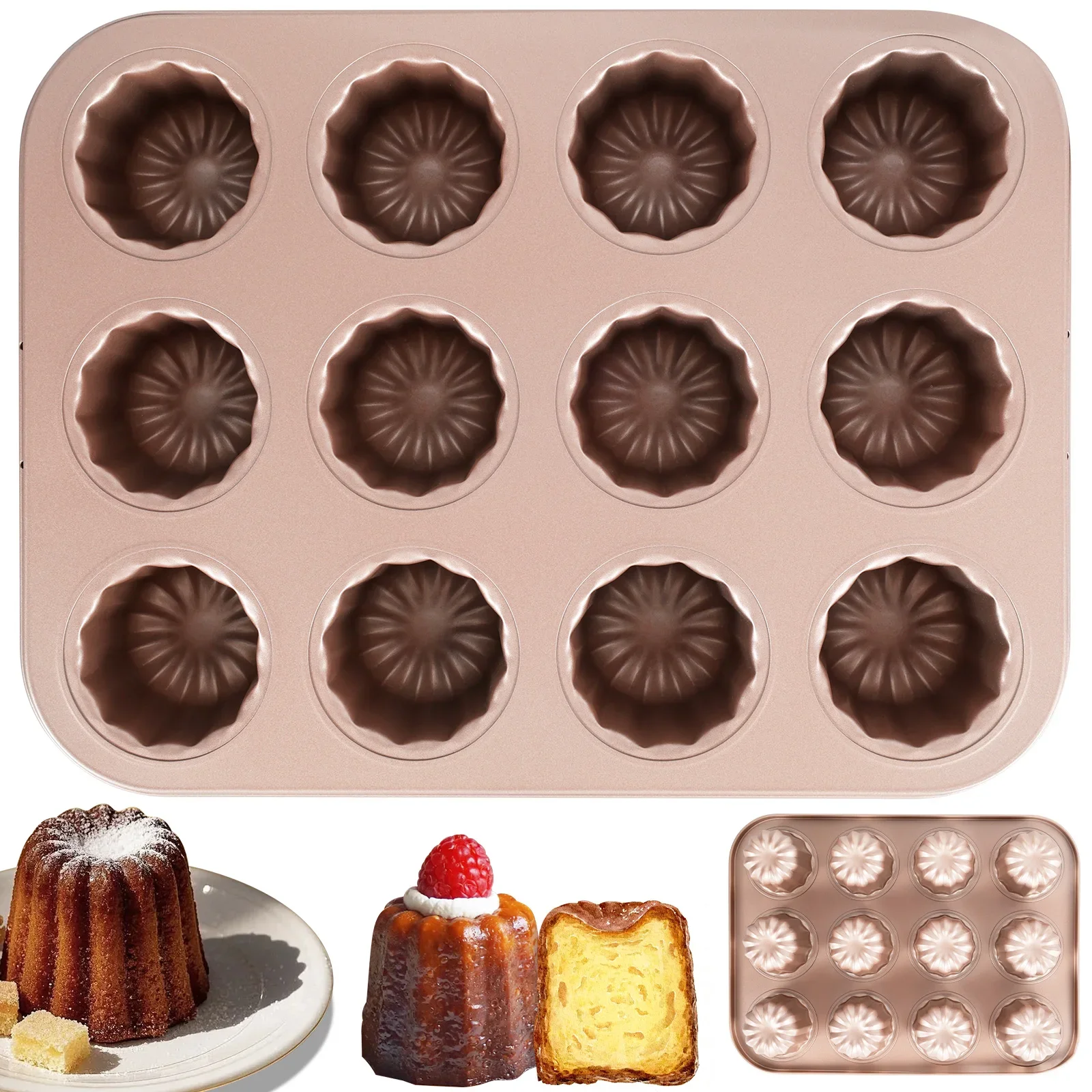 Carbon Steel Canele Mold 6/9/12 Cavity Non Stick Canelé Mold Cake Pan Chocolate Muffin Baking Pan DIY Cake Mold Baking Tools