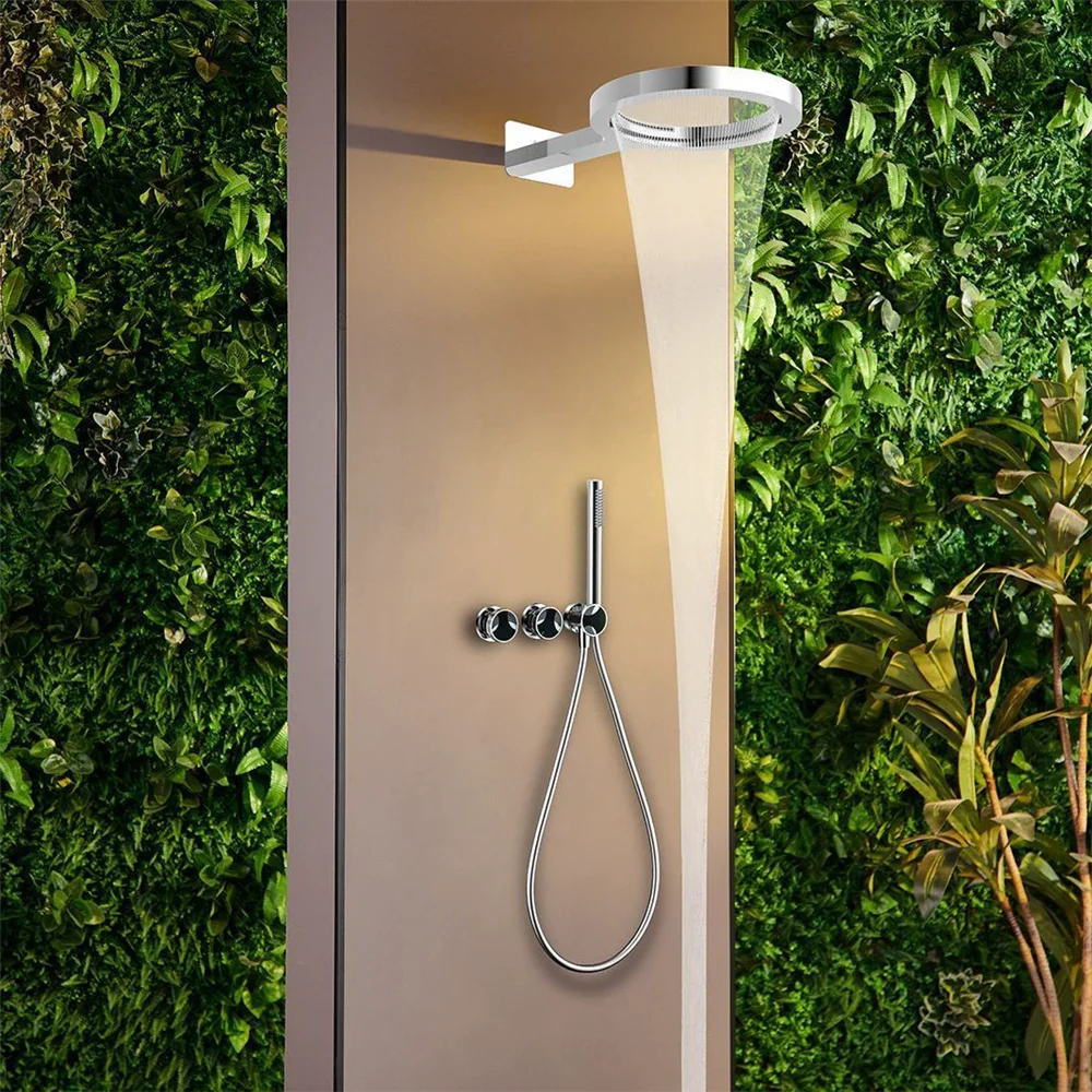 

Brushed Gold Bathroom Shower Faucet Mixer Faucet Diverter With Water Outlet Holder Black Brass Rain Hand-Held Head Bathroom Set