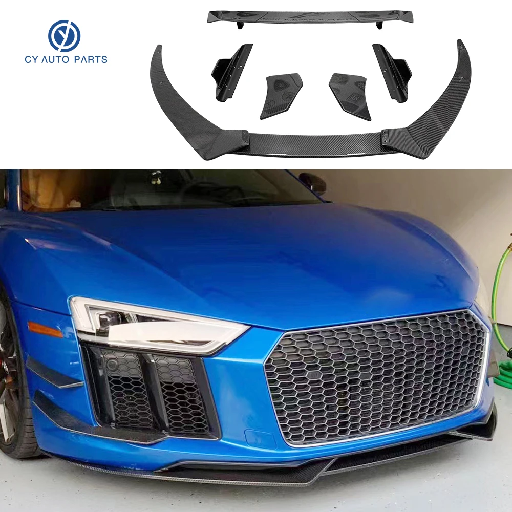 For Audi R8 Carbon Fiber Performance Style Body Kit Upgraded Front Bumper Diffuser Lip Side Skirt Rear Bumper Wrap Angle Spoiler