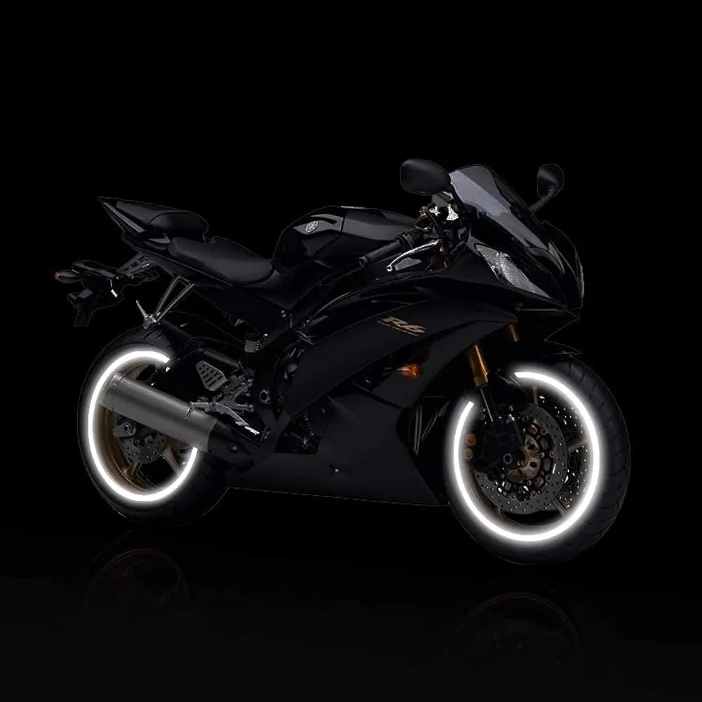 16 قطعة 17-19 ''عكس عجلة ريم شريط ملصق لاصق لامع ورائع لعجلات الدراجات النارية سيارة الدراجات دراجة دراجة ليلة السلامة الديكور #5