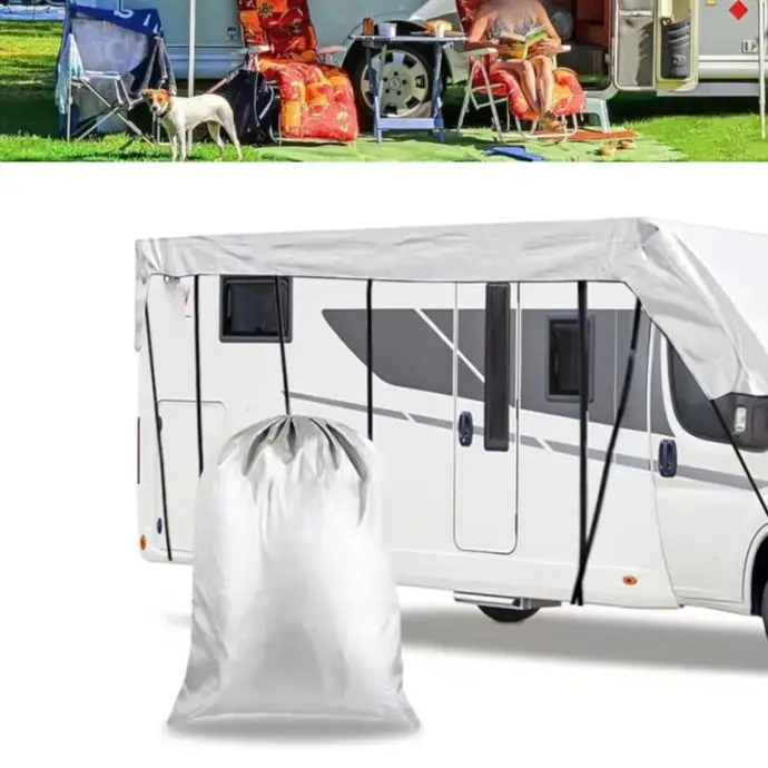 

Car 6.5-8.5M 210D Silver Roof Protection Cover Tarpaulin Waterproof Covers RV Truck Parts & Accessories