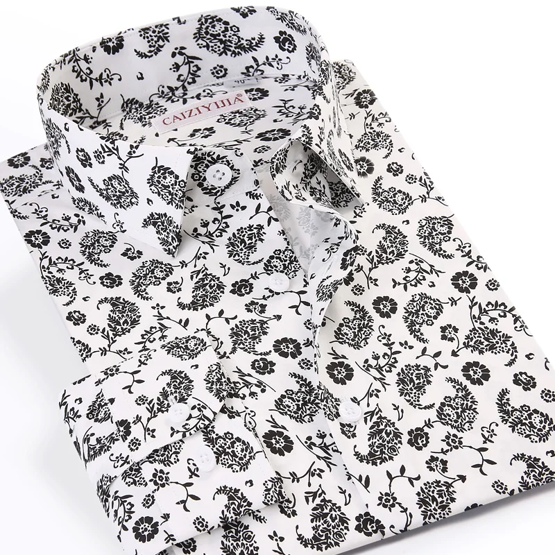 

Beach Shirt Men's Long Sleeve Casual Beautiful Flower Print Shirt Turn-down Collar Without Pockets Standard-fit Tops