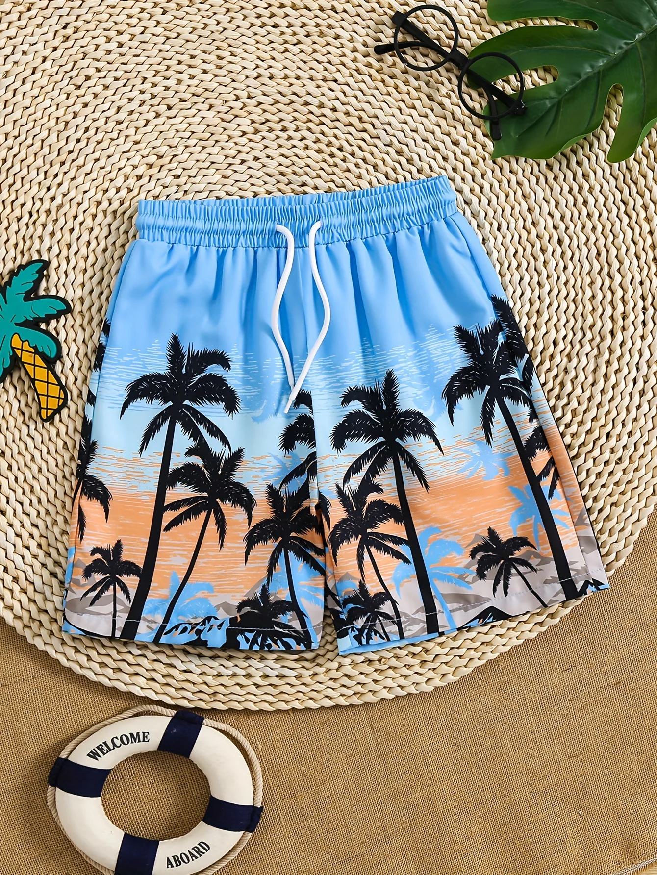 Kids Coconut Tree 3D Print Summer Boys Shorts Elastic Waist Drawstring Beach Swim Shorts Boy Sports Short Pants Children Clothes