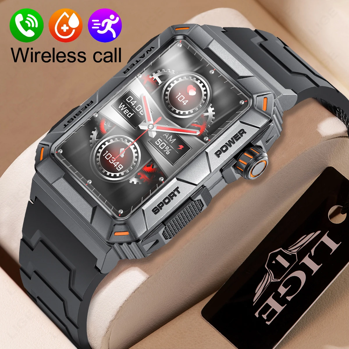 Military Sports Smartwatch 2026 Men Bluetooth Call Smart Watch Heart Rate Health Monitor Wireless Call Fitness Waterproof Watch