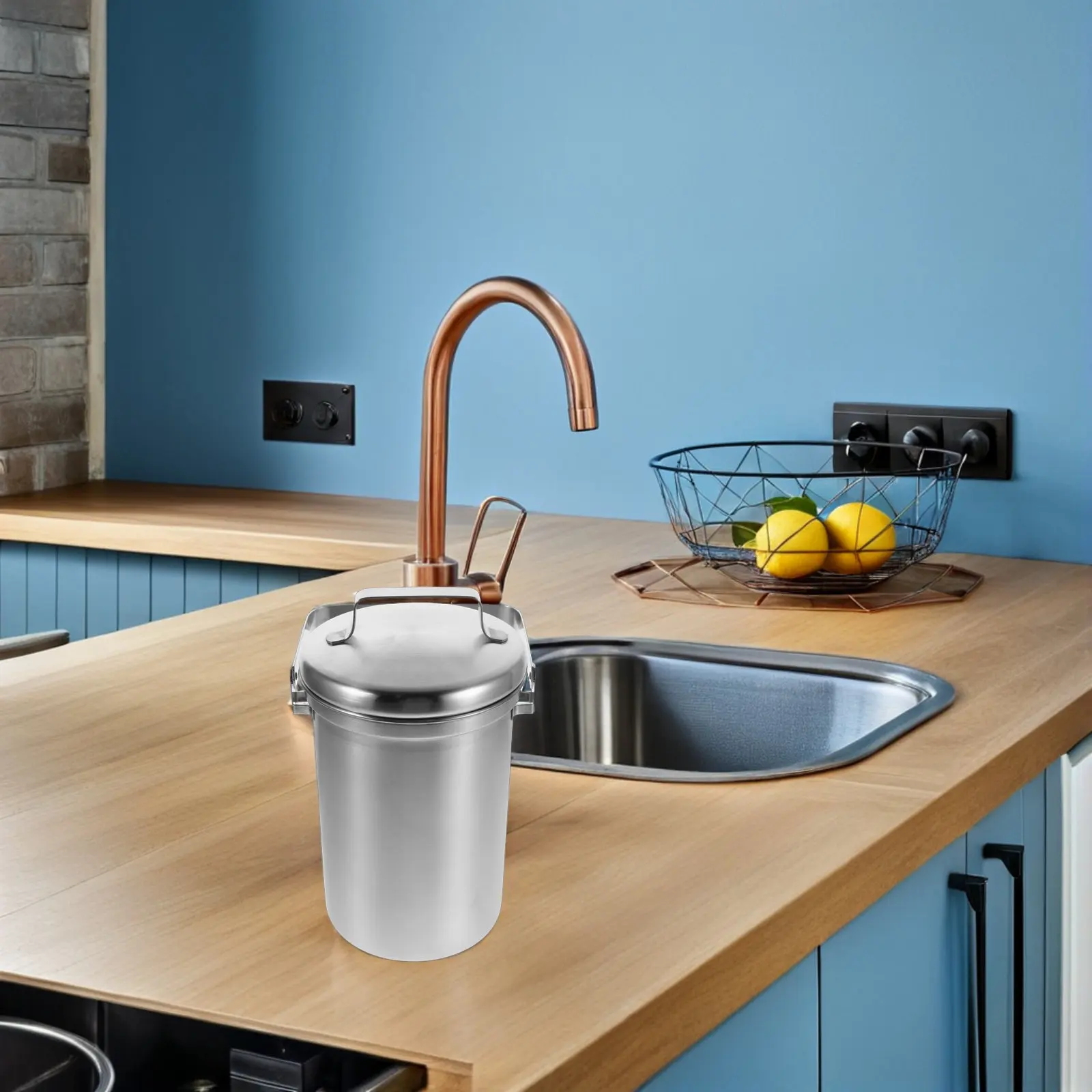 

Контейнер для пищевых отходов из нержавеющей стали для кухонной столешницы, 3 л, для использования в помещении, металлическая мусорная корзина с плотной крышкой