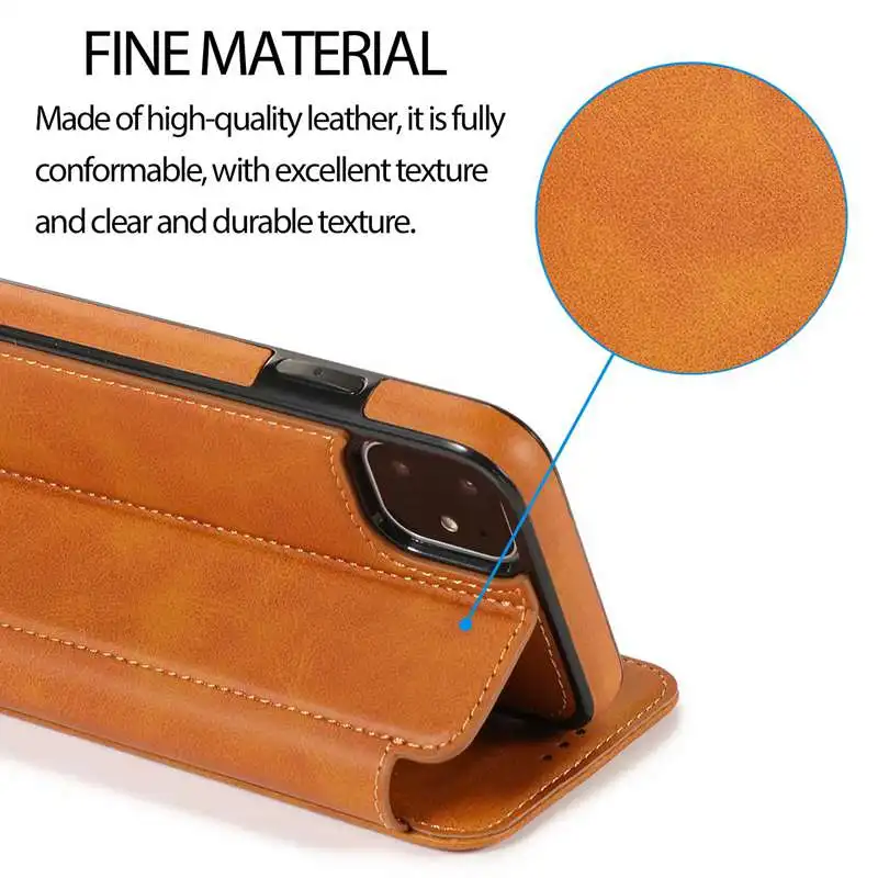 Magnetic Wallet Case for iPhone 11 14 15 16 17 Pro Max 12 13 Mini 14 15 16 Plus XR XS Max Case Leather Full Enclosed Flip Cover