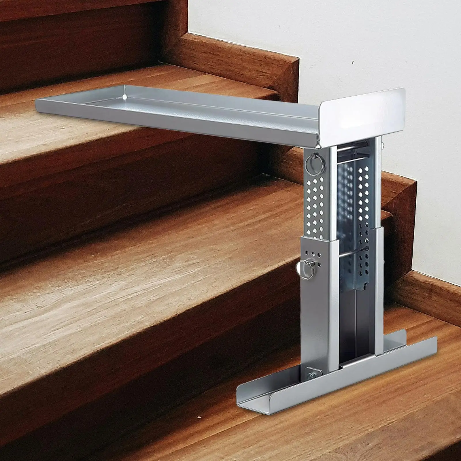 Nivelador de escalera de acero, estabilizador de altura ajustable para escaleras, herramienta de nivelación de Aide, escaleras individuales y de extensión