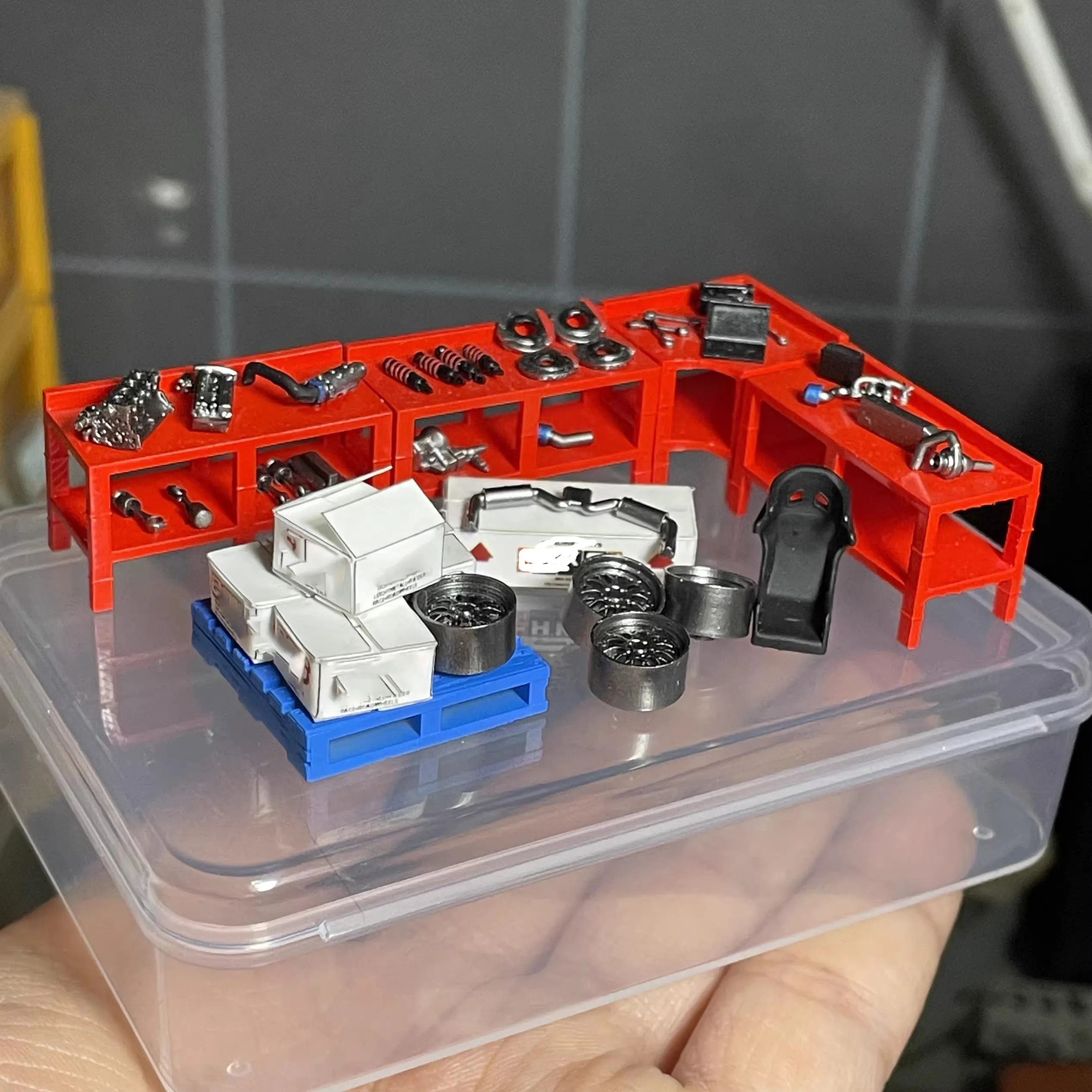 1:64 Car Model Wheels Exhaust Shocks Calipers Engine Barrel Chair Modification Repair Garage Auto Diorama  Scene