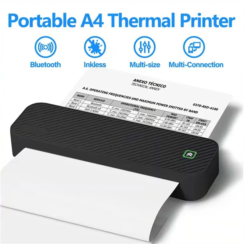 

Portable thermal printer multifunctional document A4 printer tattoo Stencil printer compatible with Phone PC for travel office