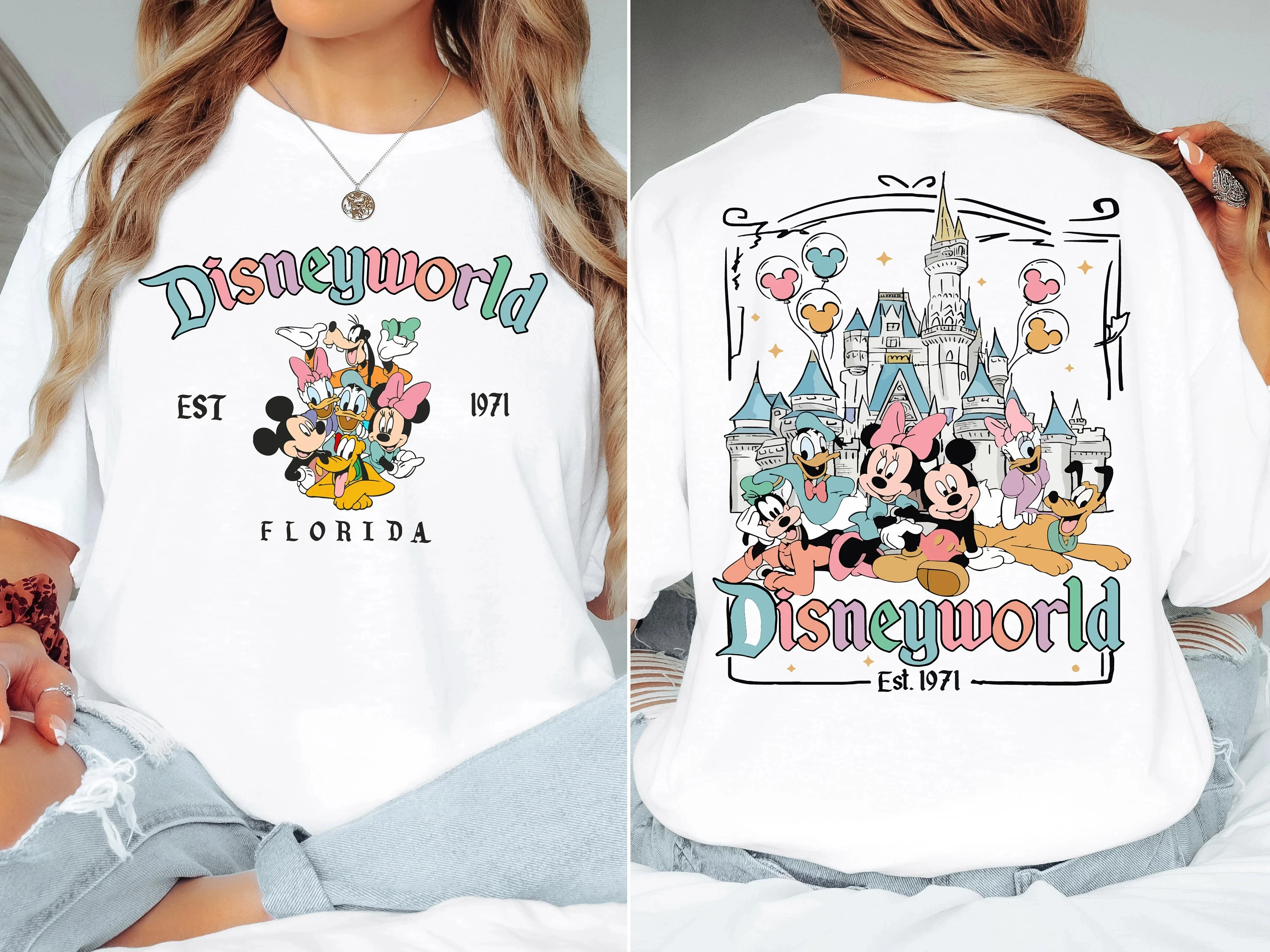 

Женская рубашка высокого качества с коротким рукавом Disney New World EST 1971, Florida Magic Kingdom, модная повседневная свободная универсальная футболка