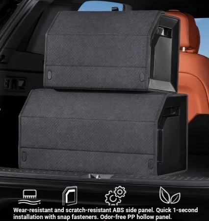 70cm Dual‑Opening Storage Box with ABS Hard Side & Built‑in Magnets Vehicle Cargo Storage Case，Foldable Car Trunk Organizer