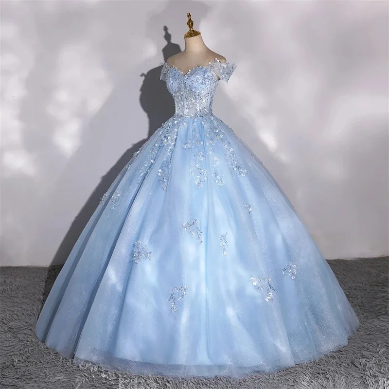 Robes De Quinceanera à épaules dénudées, nouvelles et exquises, avec des Appliques en dentelle et des perles, robes De bal De princesse, nouvelle collection 2026