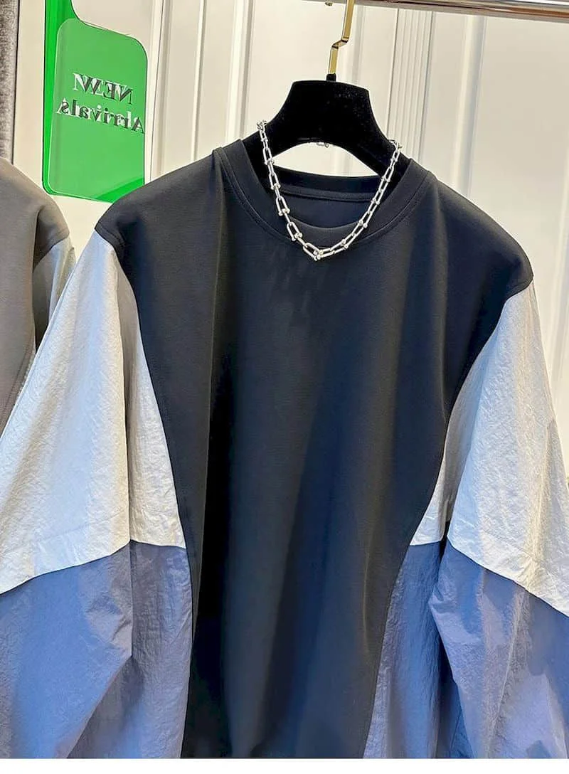 Oversized Pullovers Women Fashion Patchwork Long Sleeve Tops Casual Loose Pullover Sports Top Sring Autumn Trend Y2k Clothes
