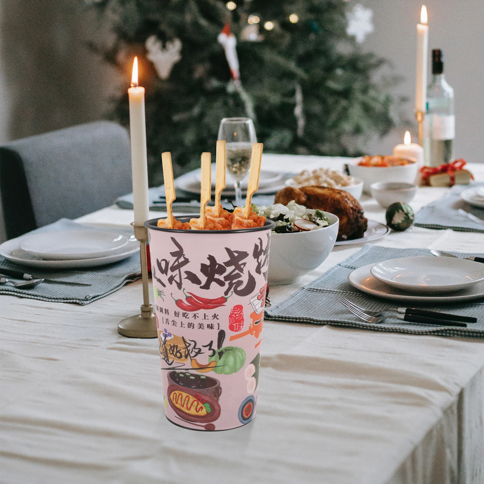 Креативное ведро для хранения шампуров для барбекю