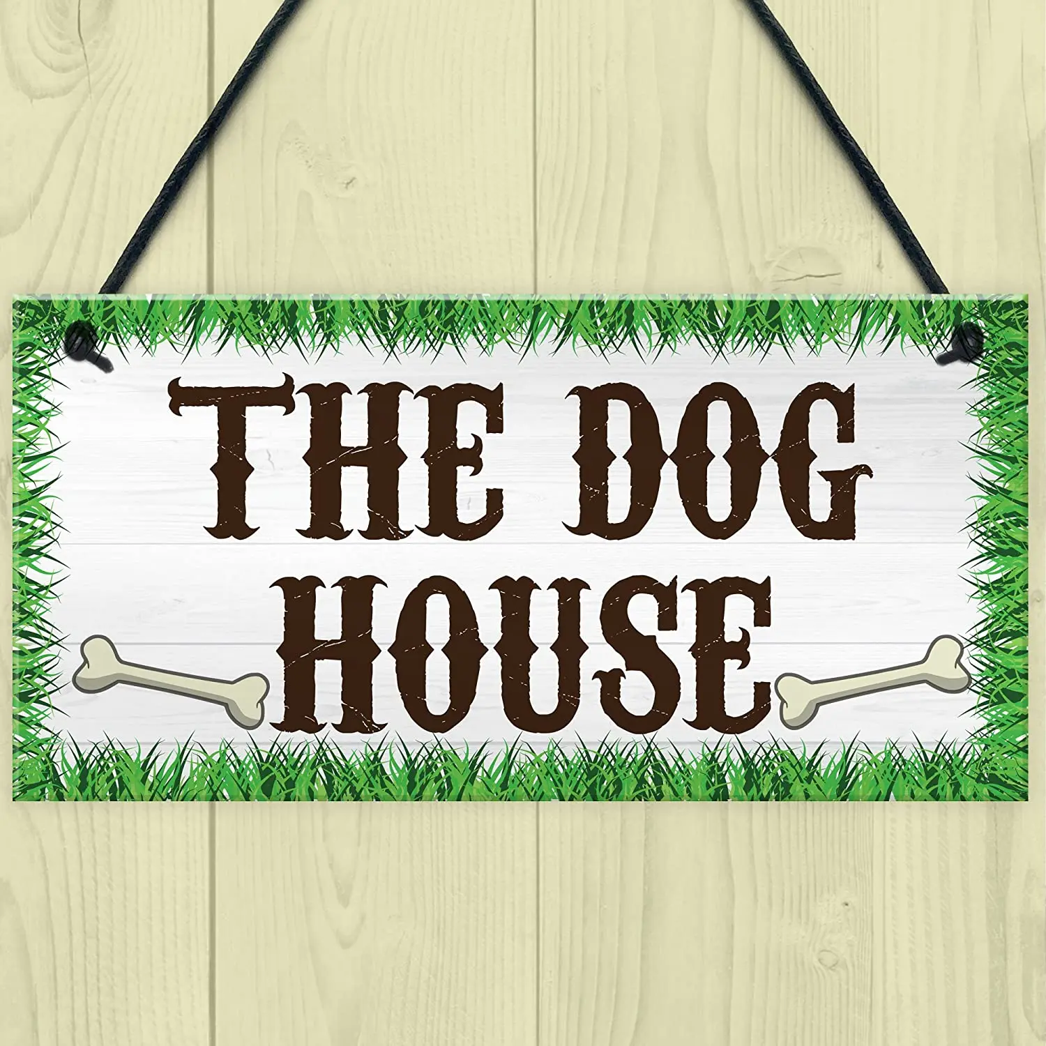 XLD Store The Dog House Novelty Hanging Plaque Garden Shed Gate Sign Kennel Bed Man Cave PVC Plaque