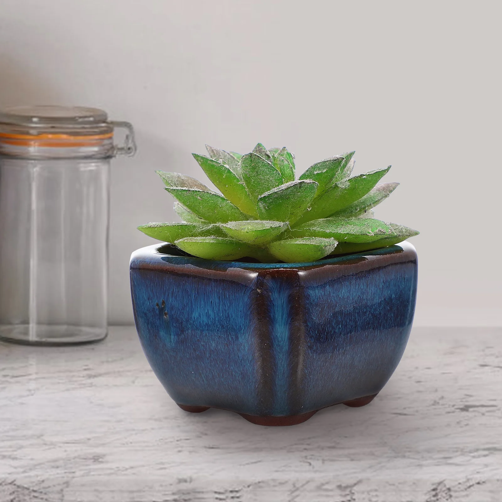 

1 шт., фиолетовый песок, глазурованный цветочный горшок, мини-суккулентный горшок, небольшой размер, контейнер для растений, креативное настольное украшение для растений