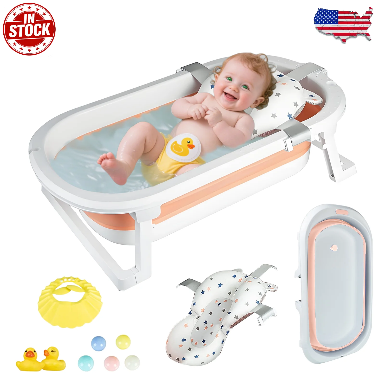 

Складная портативная ванночка для новорожденных и младенцев с нескользящей мягкой и удобной подушкой для тела