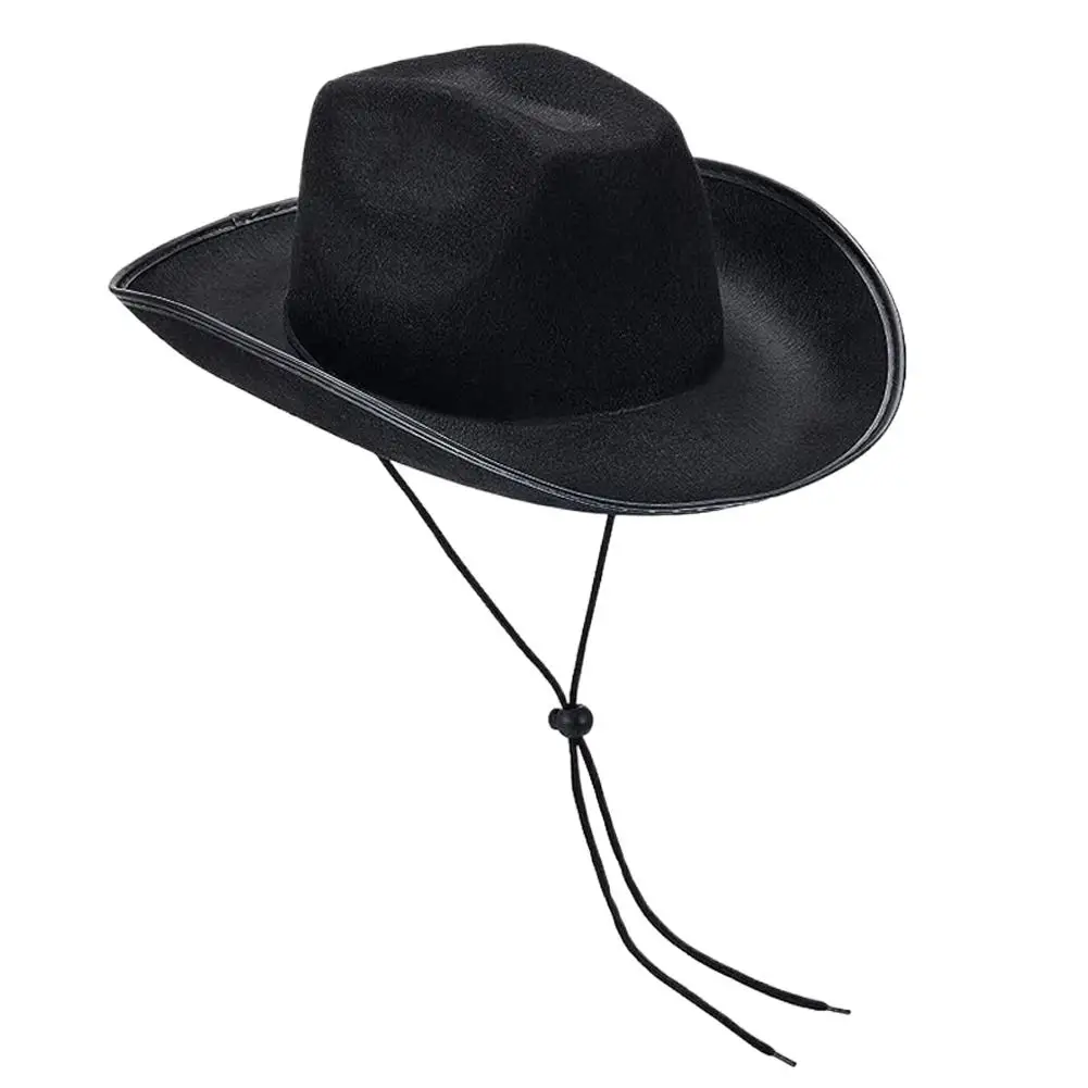 

NEW 1PCS Cowboy Hats For Women Men Brimmed Cowboy Hat Adjustable Western Cowboy Hat With Drawstring Costume Party Play Dress-Up