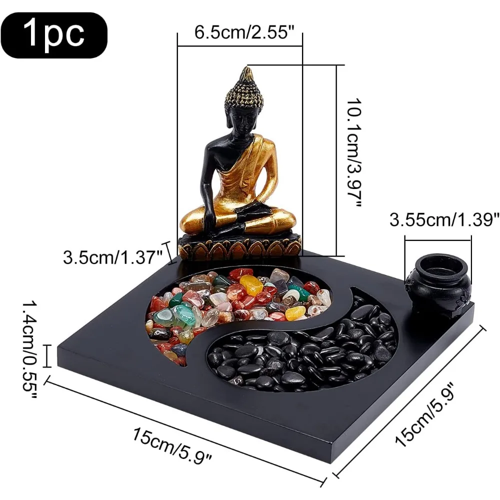 Mini Zen Kit Japanese Zen Sand Garden Yin Yang Feng Shui Zen Sandbox Ornament with Stones for Meditation Gifts Home