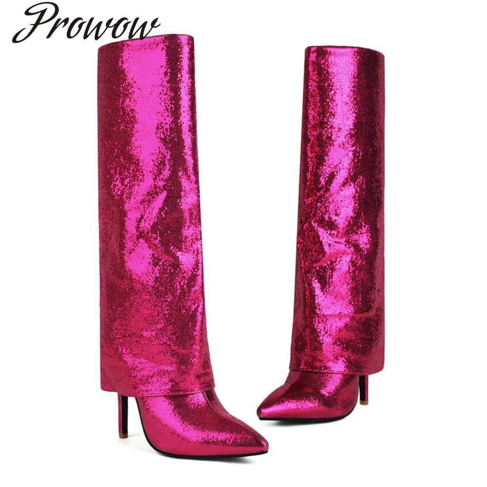 

Модные сапоги до колена на тонком каблуке с острым носком, женская обувь Zapatos Mujer