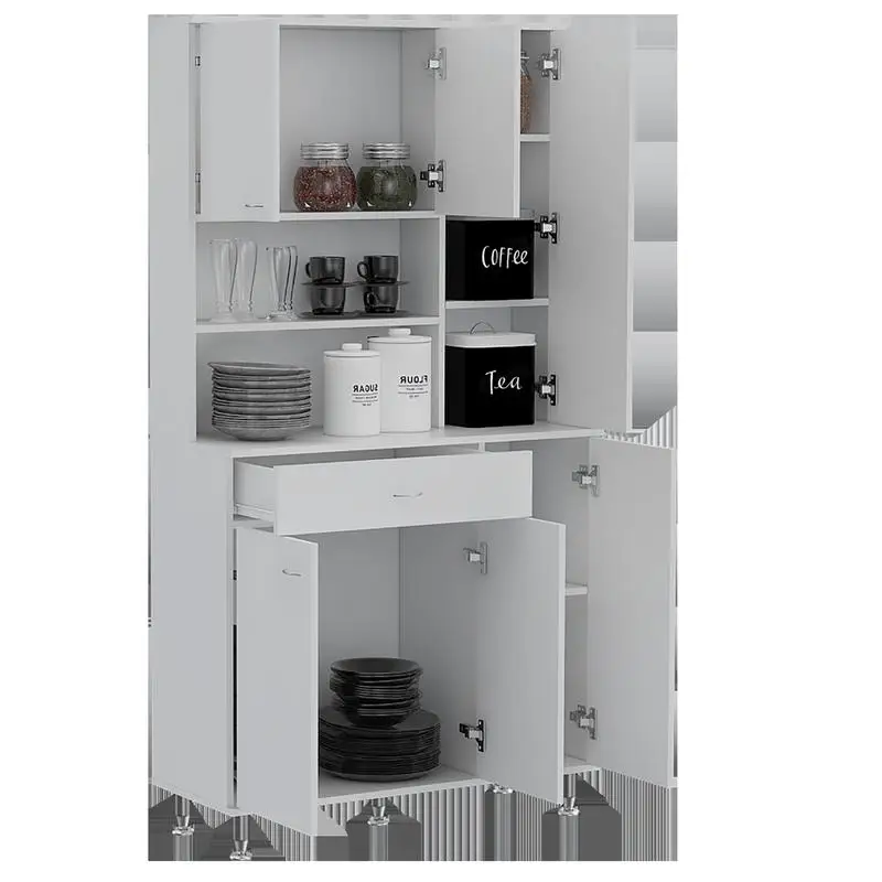 وحدة تخزين مخزن المطبخ البيضاء، تصميم حديث، خزائن لتنظيم مستلزمات المطبخ، حل موفر للمساحة، متين و