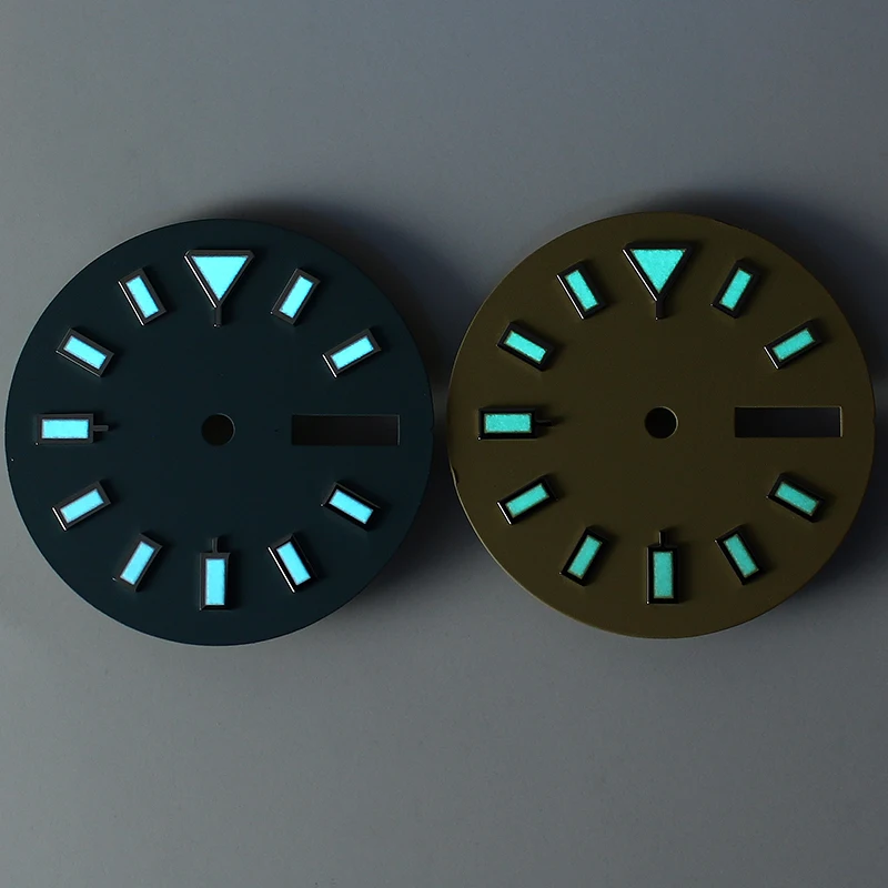 Hochwertiges 28,5 mm leuchtendes Zifferblatt NH36 mit Doppelkalender für Mod Tuna Cann NH36 Movt Herrenuhr Zubehör Uhrenzifferblatt