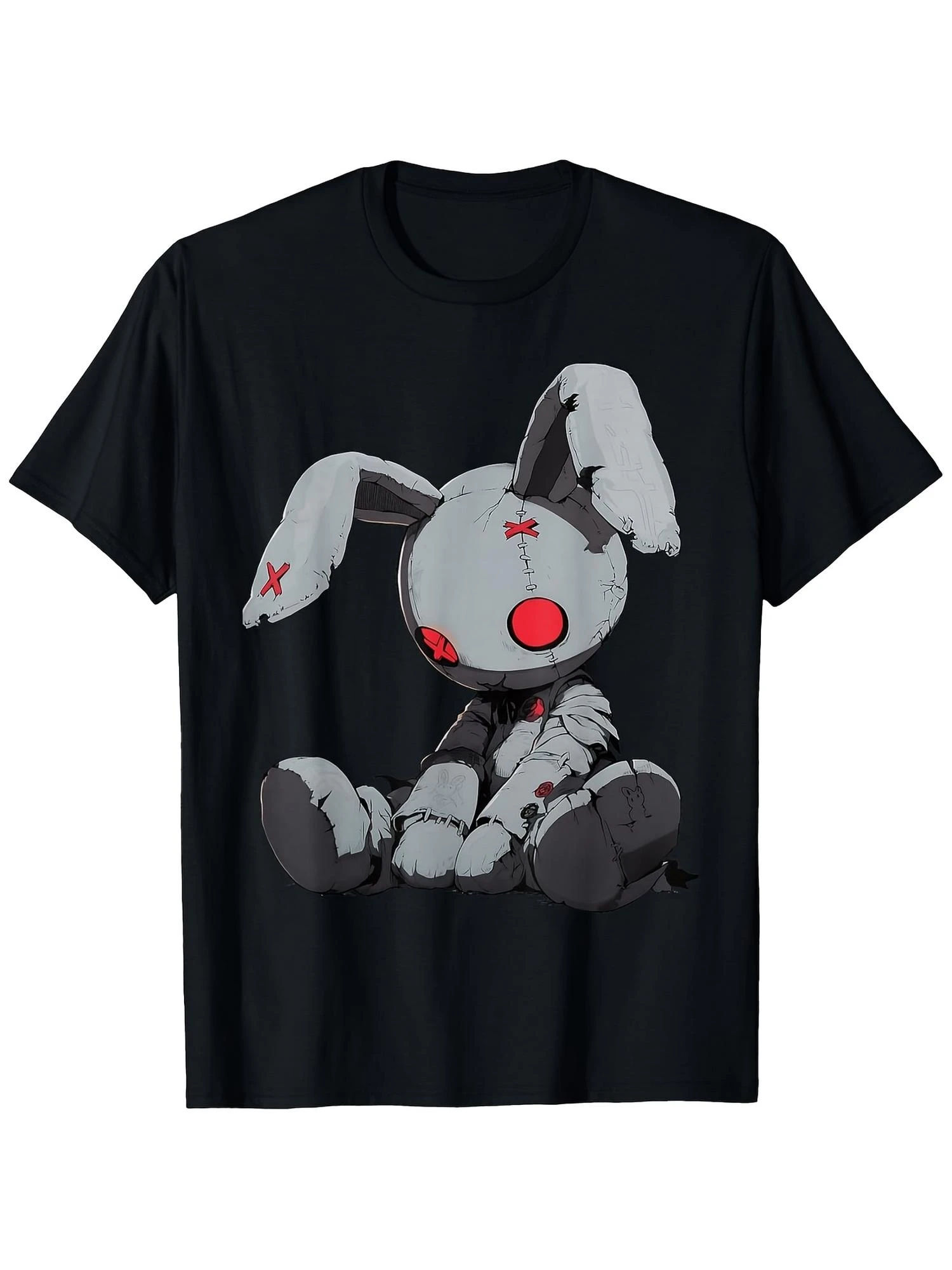 Dead Bunny Doll Goth T-Shirt 100% 180G Unisex Kawaii Gothic Grunge Red Eyes Rabbit Graphic Tee Y2K 2026 Trend