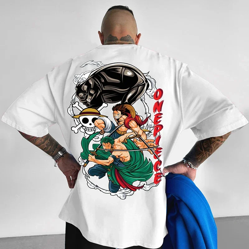 

ONE PIECE 2025 Summer New Men's Harajuku T-shirt Loose Version Street Trend Large Size Children's Parent-child Casual Wear Top