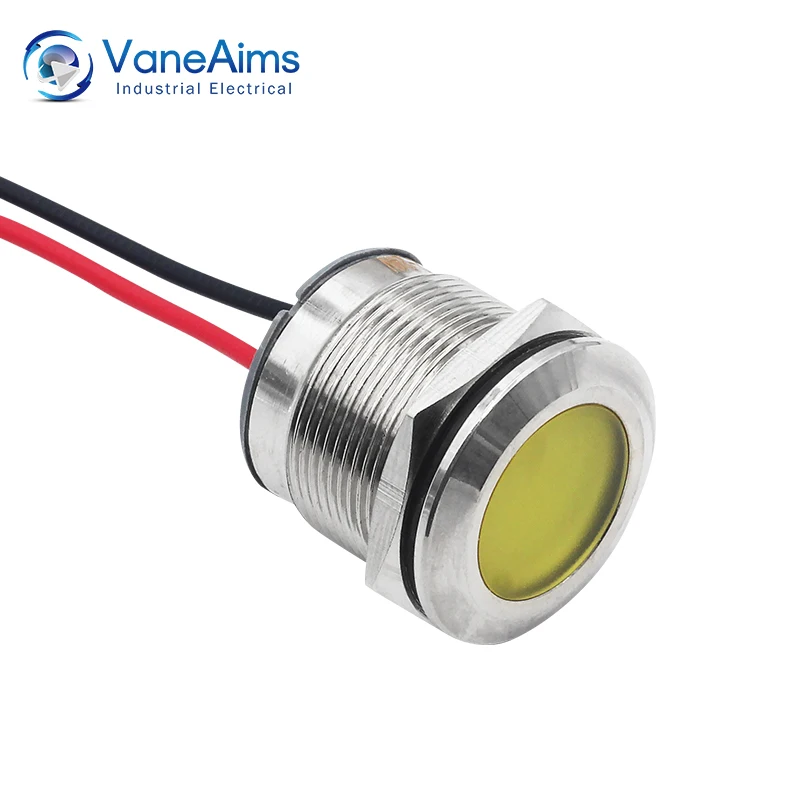 VaneAims Metal Pilot Lamp 6/8/10/12/14/16/19/22MM Wiring Power Indicator Light 3V 6V 12V 24V 220V Red Green Yellow White Blue