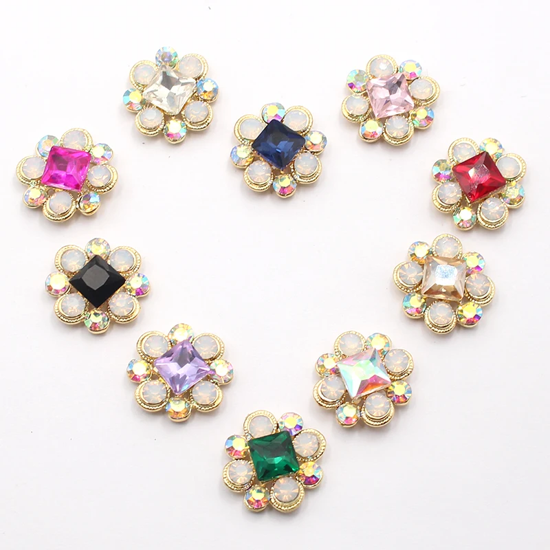 10/PCS 20 * 20MM Alloy Material Rhinestone Flower Plate Bridal Headwear Bracelet Retro Clothing Hair Accessories DIY Accessories