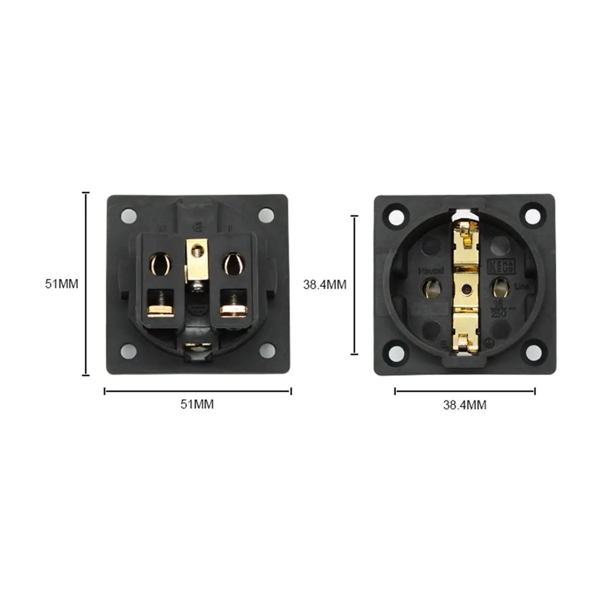 EU Wall Socket Panel Mount Power Outlet 16A 250V for HiFi Amplifier Audio, Audiophile Grade Power Socket Gold
