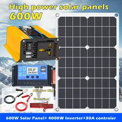 110V/220V 4000W Inverter Solar Power Generation System Solar Panel 12V 30A Controller Complete Power Generation Kit Charger