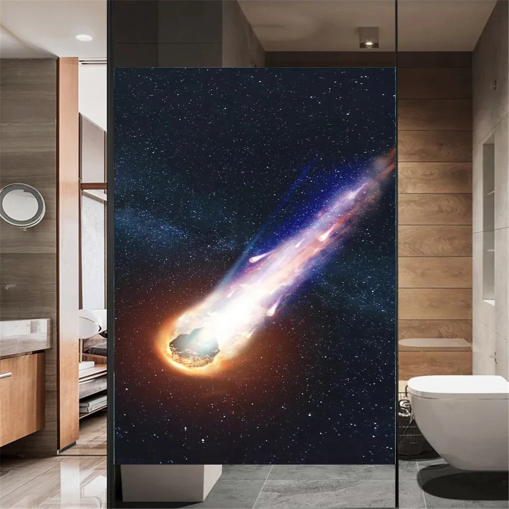 Static Cling Privacy Window Film   Decorative Meteorite  Window Coverings Window Sticker